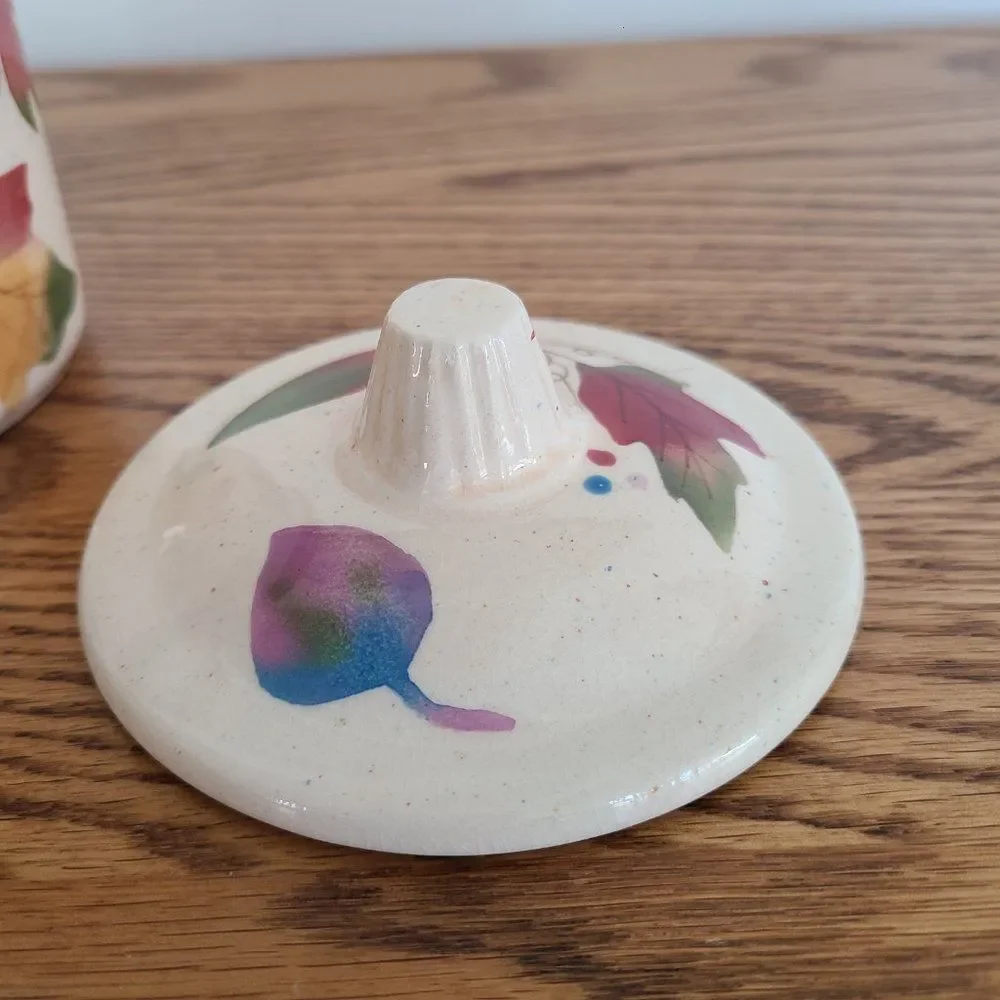 Vintage Hallmark Fall Candle With Lid - Ceramic - Autumn Leaves - Acorns - Vines